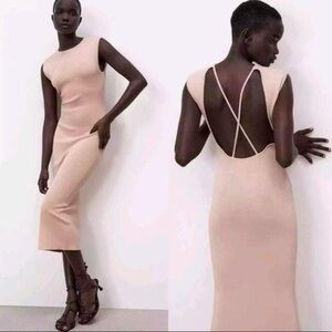 Sleeveless Beige Midi Dress